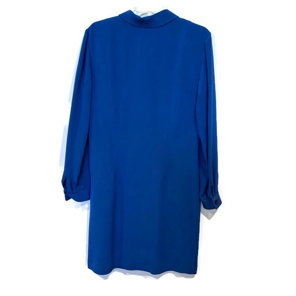 Vintage Talbots 90s Blue Silk Button Front Dress - Picture 2 of 3
